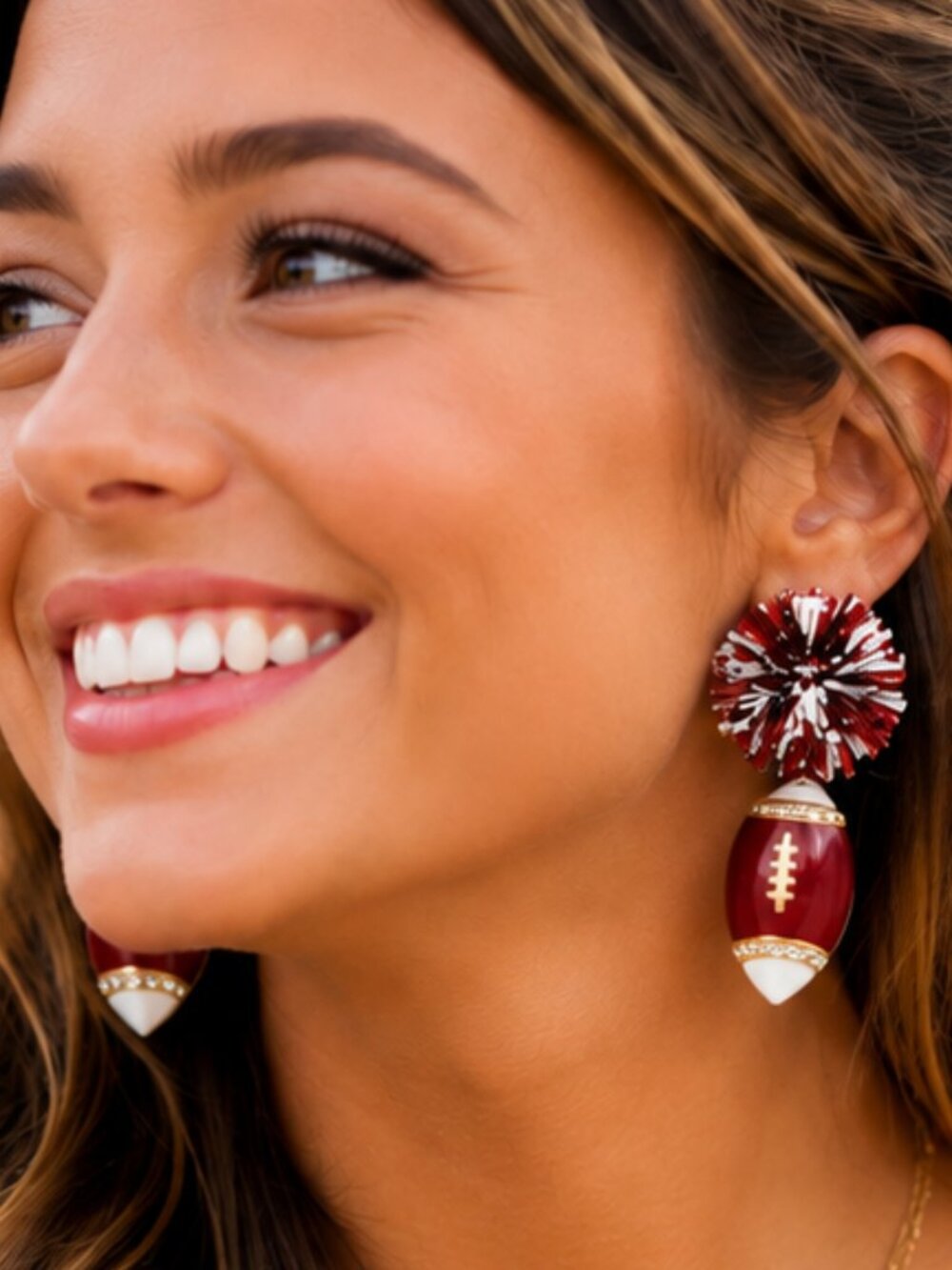 Alabama Rolltide Football Crimson White Cheer Tinsel Gameday Statement Earrings